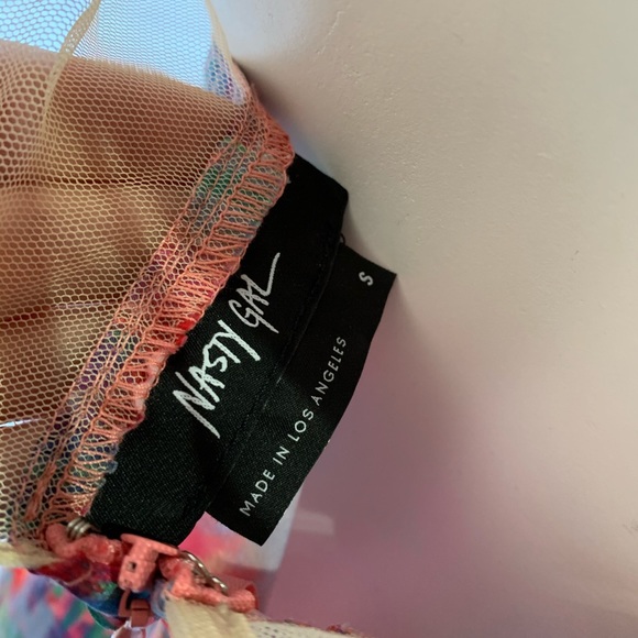 Nasty Gal multicolour mini dress with mesh detail - Picture 7 of 10